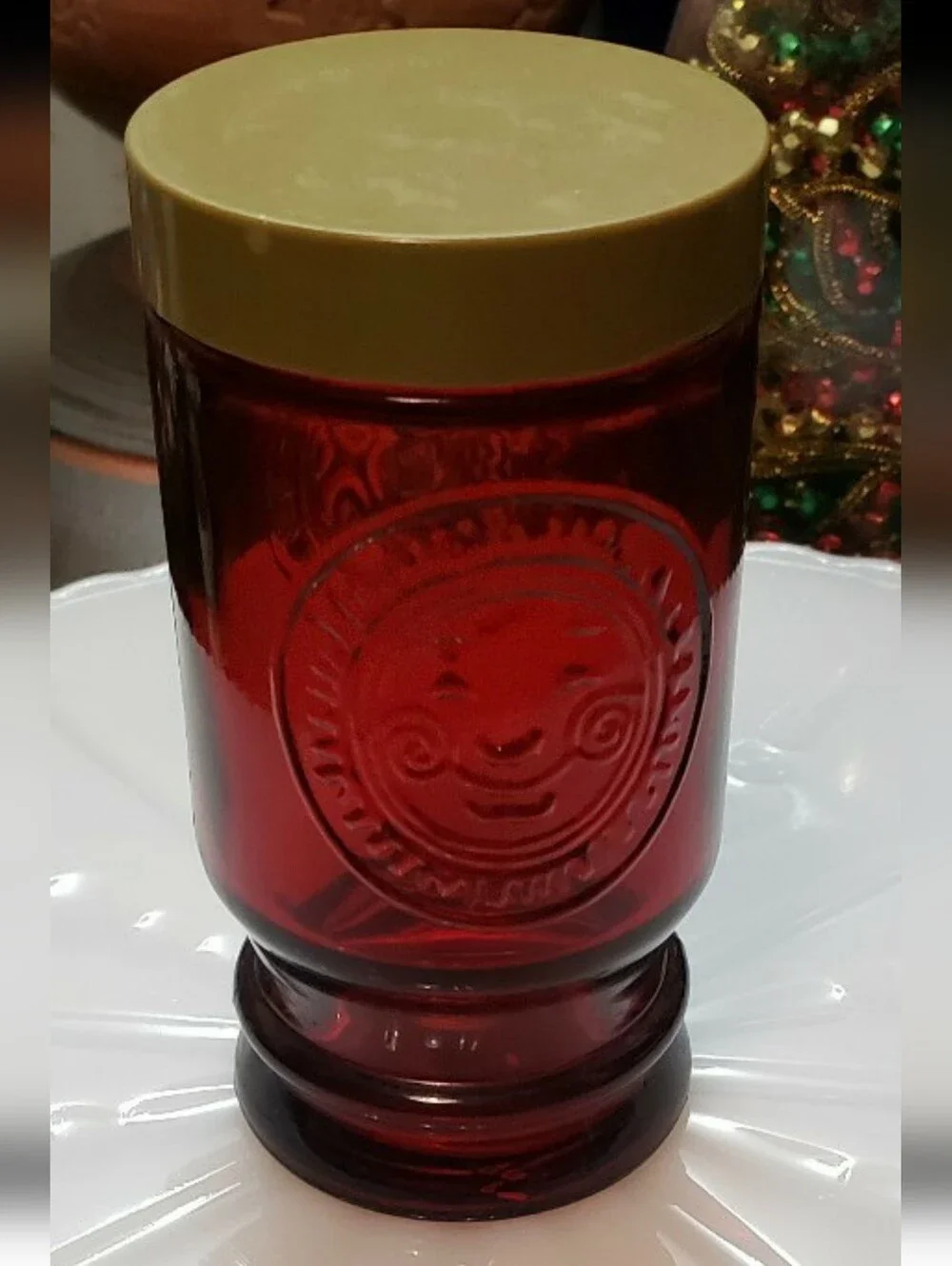 Vintage Ruby Red Wheaton Jar With Screw Top Lid